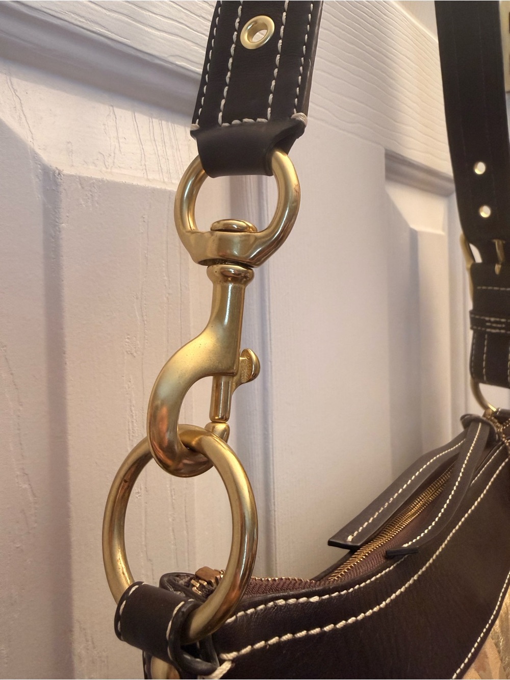 Coach Hobo Patchwork Signature Crossbody in Brown and Gold Tones - Picture 7 of 11